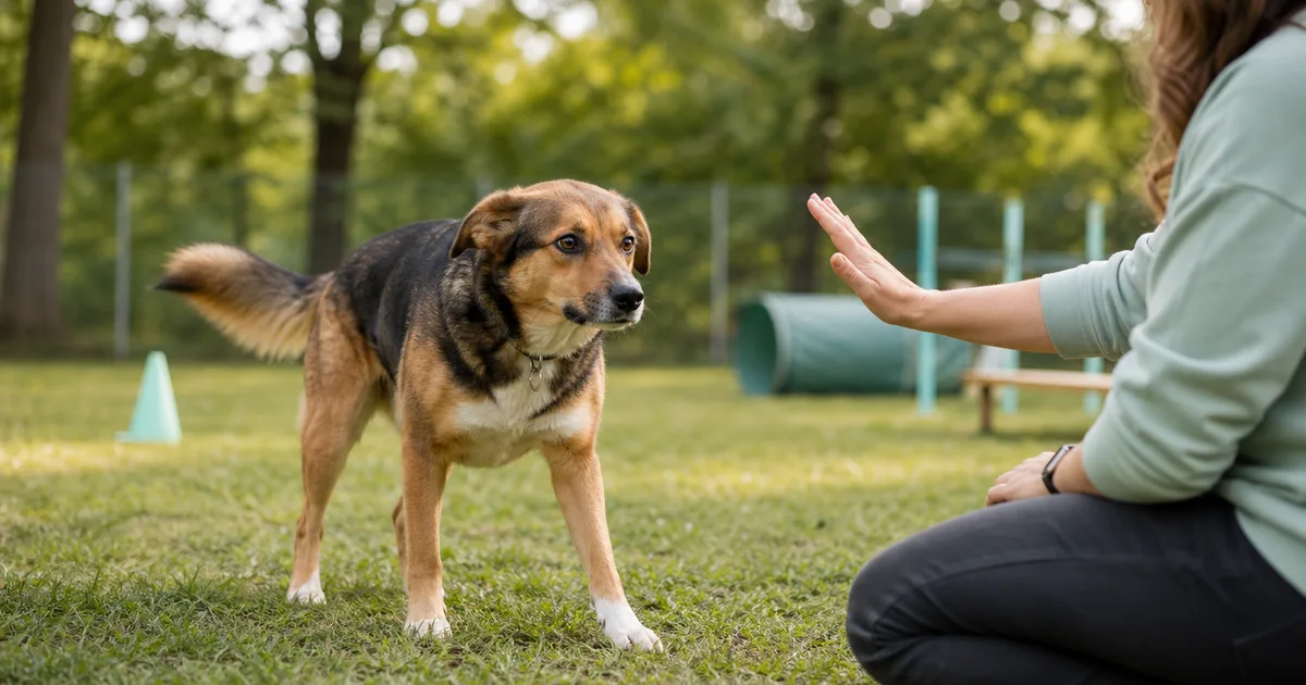 Perro mostrando señales de tensión siendo evaluado por etólogo