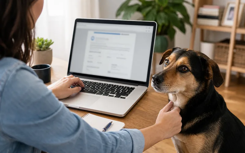 Persona registrando a su mascota en el computador