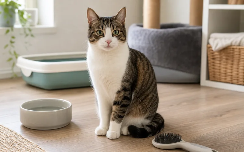 Gato doméstico sano y bien cuidado