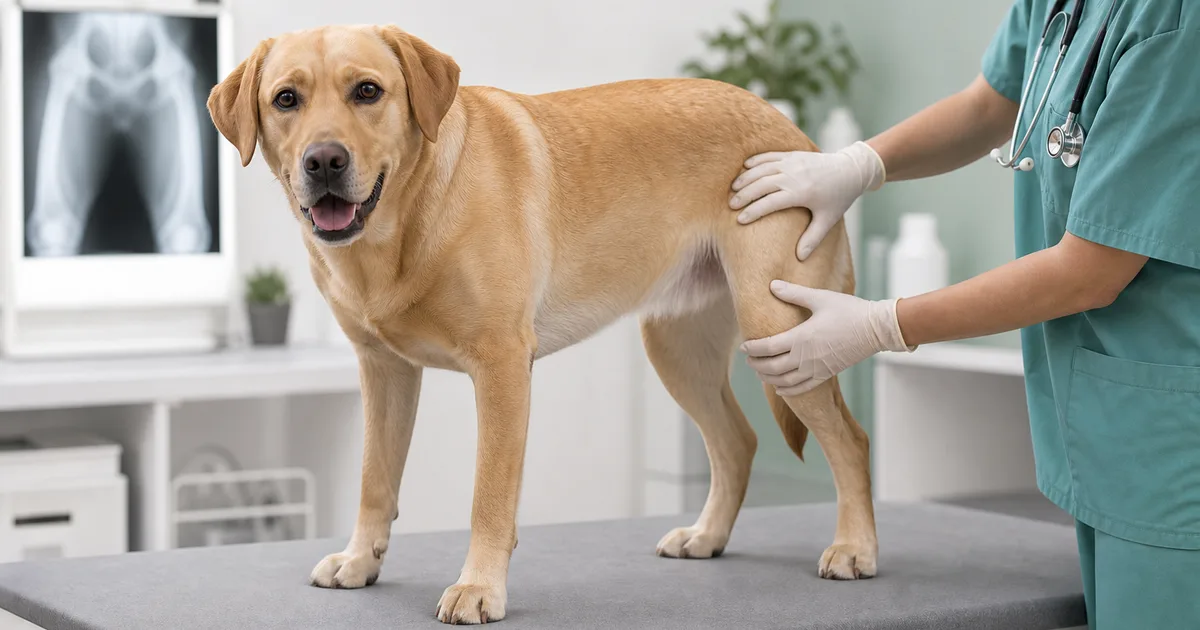 Radiografía de cadera canina mostrando displasia bilateral