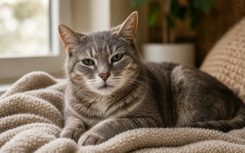 Gato mayor descansando tranquilo en casa