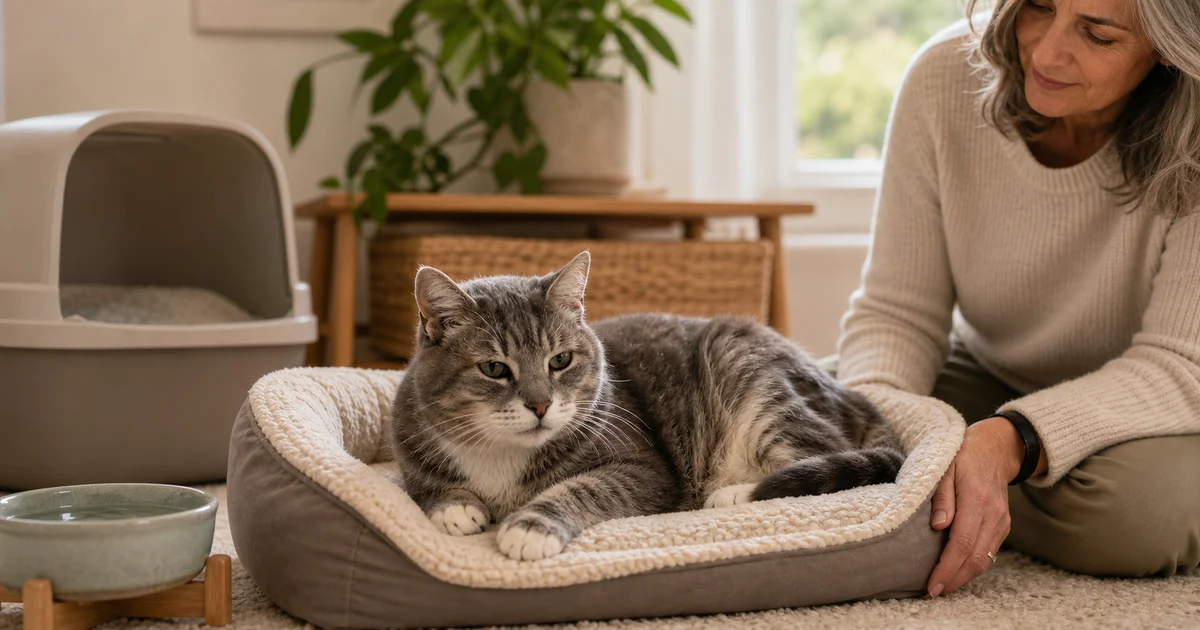 Portada editorial sobre Gato senior: señales de edad y cuidados clave