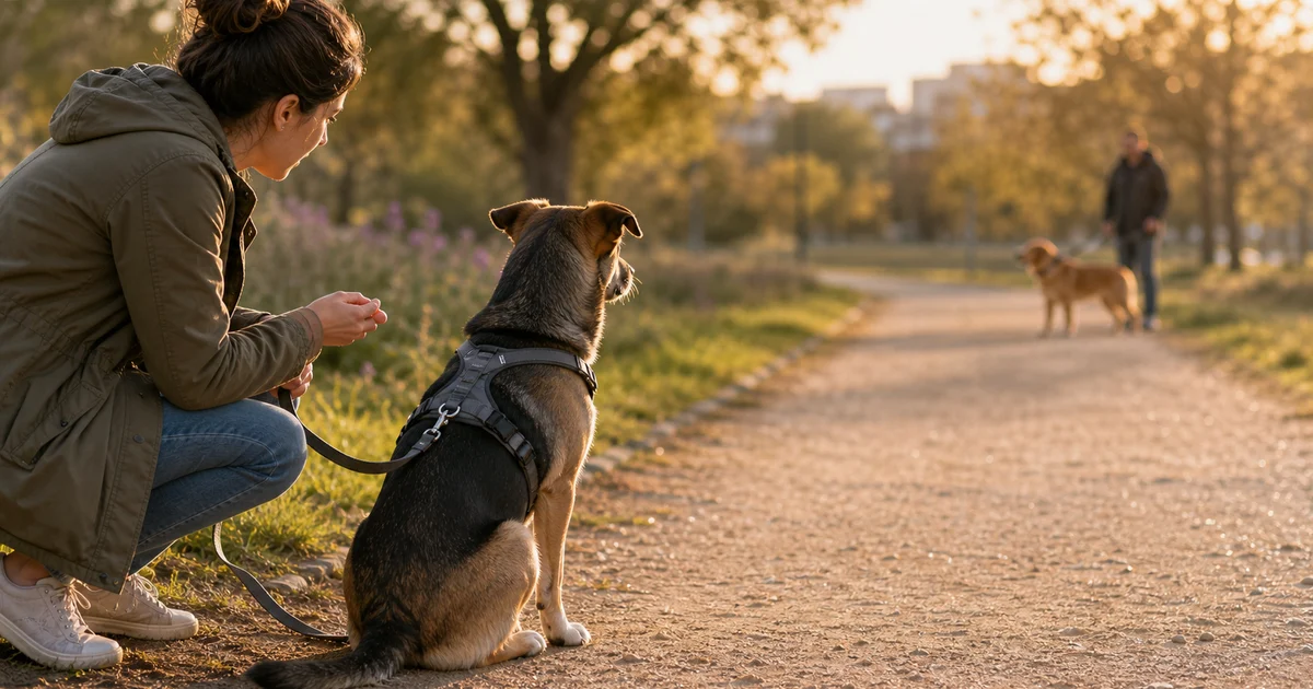 Portada editorial sobre Cómo pasear a un perro reactivo sin empeorar el problema