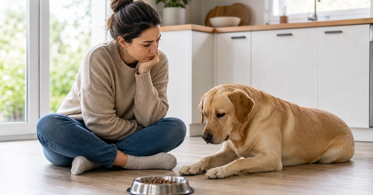 Portada editorial sobre Mi perro no come: causas frecuentes y cuándo consultar