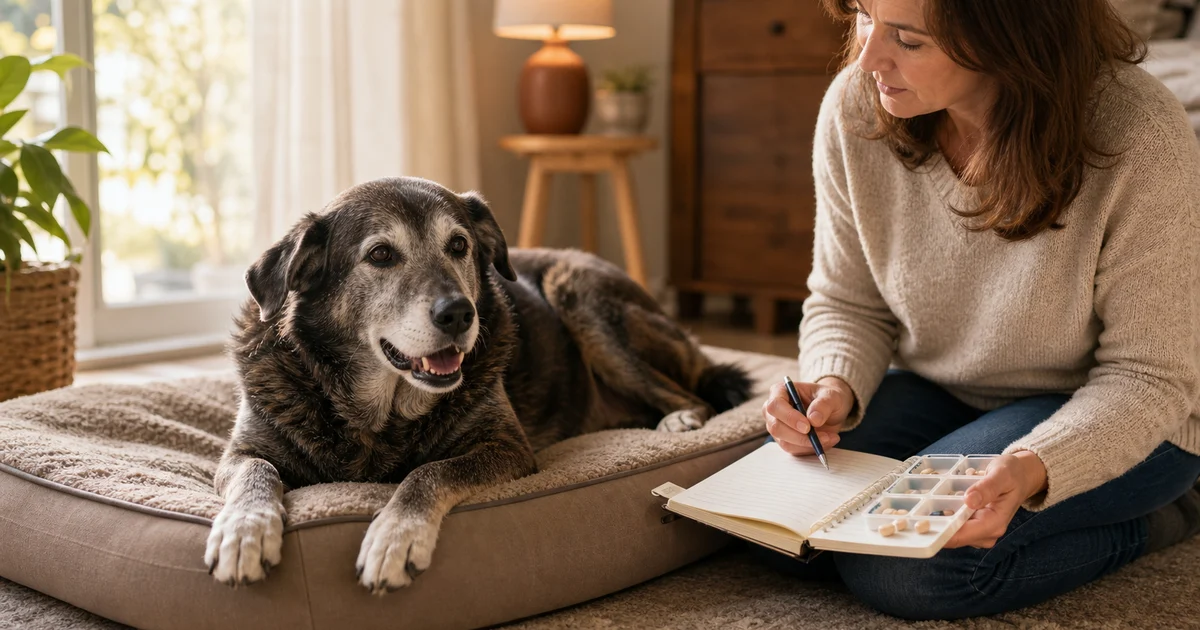 Portada editorial sobre Perro senior: cuidados esenciales desde los 7 años