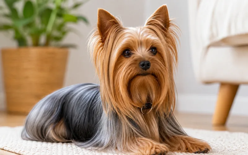 Yorkshire Terrier con su pelaje largo y brillante