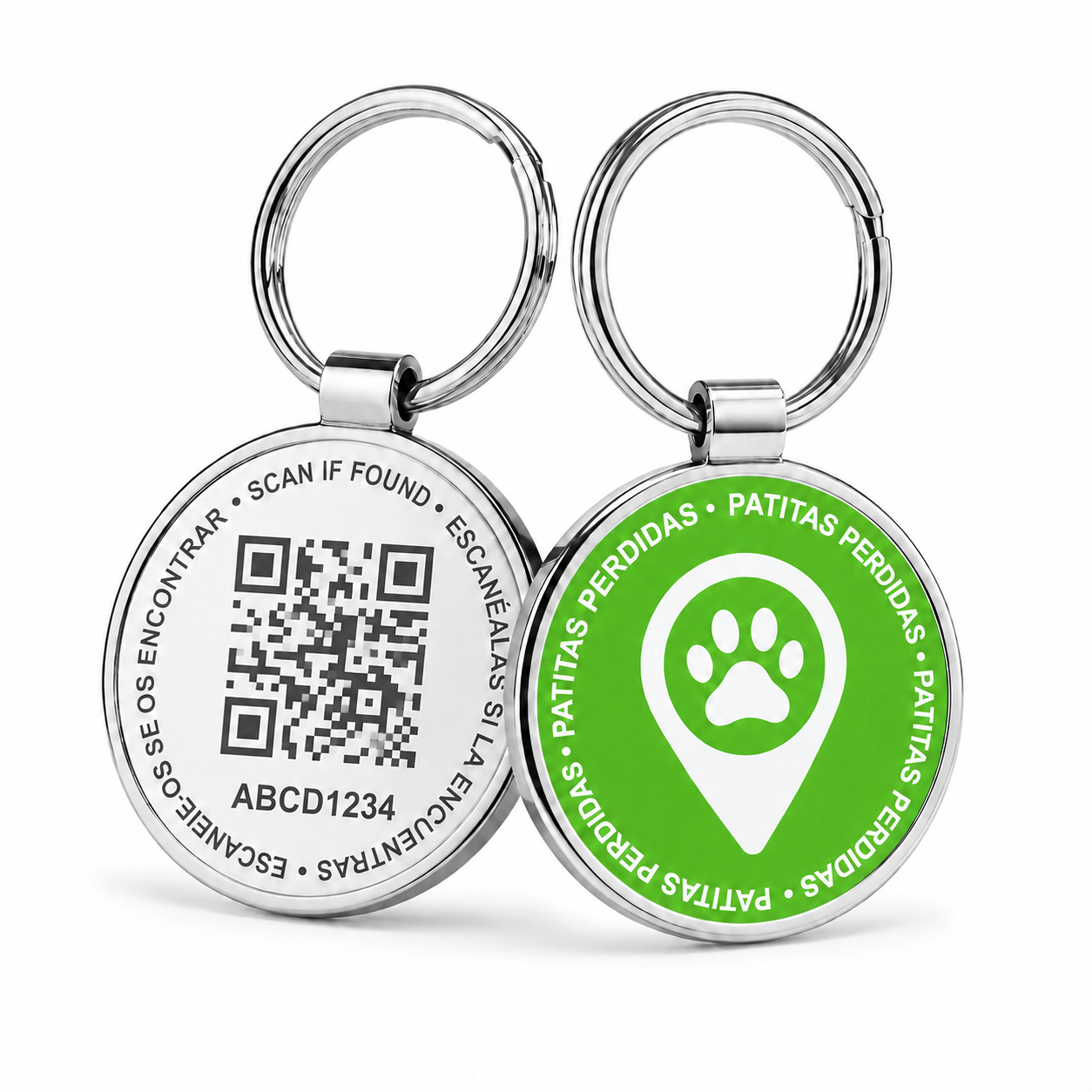 Placa QR Patitas Perdidas — anverso y reverso